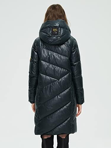 Edwol jakne za žene - zip up zakrpljenog kapuljača puhača zimski kaput