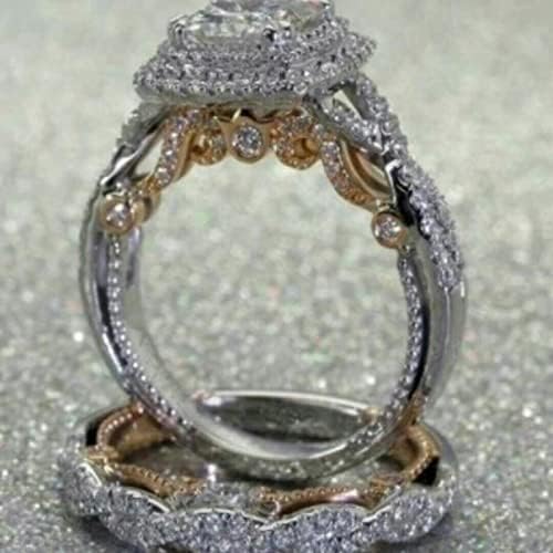 Moissnitni prstenovi za žene pozlaćeni kvadratni dijamant princeze zvona zlatni dijamantni prsten za angažman
