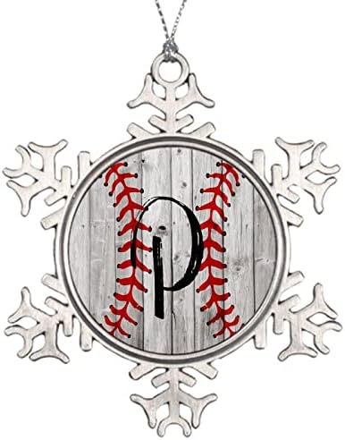 Božićni ukrasi slova na bejzbol teksturi prilagođeni metalni Ornament kućni ured Božić pahuljice