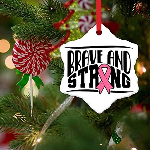 Pink rak Survivor božićno drvo Ornament rak svijest keramički ukrasi za Božić dekoracije hrabar i jak Božić