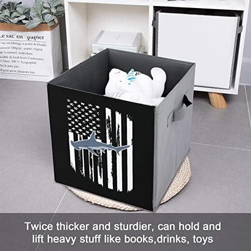 Američka zastava Hammerhead morski pas sklopivi kabine za skladištenje kockica Organizator Trendne kutije za pohranu tkanine ubacuje ladice za kocke 11 inča