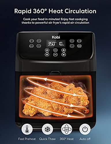 Kobi Air Fryer, XL 5.8 kvar, 1700-vat Električni šporet za vrući zrak Pećnica i otopi, LED