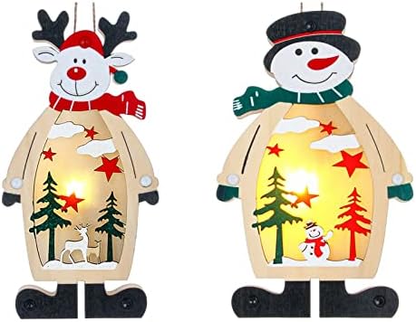 Božić dekorativni LED svjetlosni drveni Božić snjegović Ornament privjesak 3d Hollow božićno drvo privjesak Mini Ball