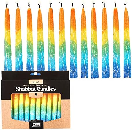 Zion Judaica Artistic Shabbat Candles 5.5 Inch visok ručno izrađen 12 paket za vjenčanja, godišnjicu, praznike,