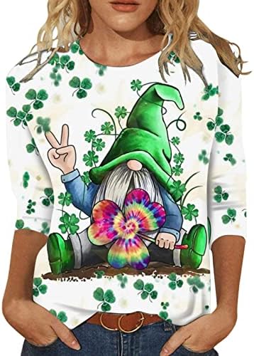 St Patrick Day Shirts for Women Irish Clover Gnome Print Golf Tees kratki rukav okrugli vrat udobne plaže