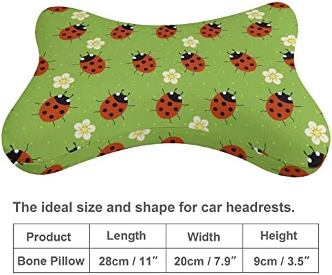 Ladybugs sa cvijećem Jastuk za automobilom 2 kom. Dizajnu glavu za glavu Jastuk Univerzalni mekani vrat Podrška za glavu punjena memorijska pjena