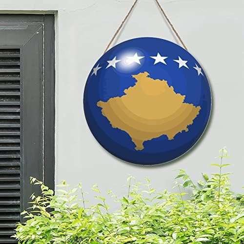 Kosovski vijenac za prednje vrata Kosovo Country Flag Wood Zidni dekor Nacionalna zastava Gradski suvenir Poklon Zidno ukrašavanje Plaketa za kućni ured Torch 10x10in Rođendanski poklon za rođendanski poklon do table mama