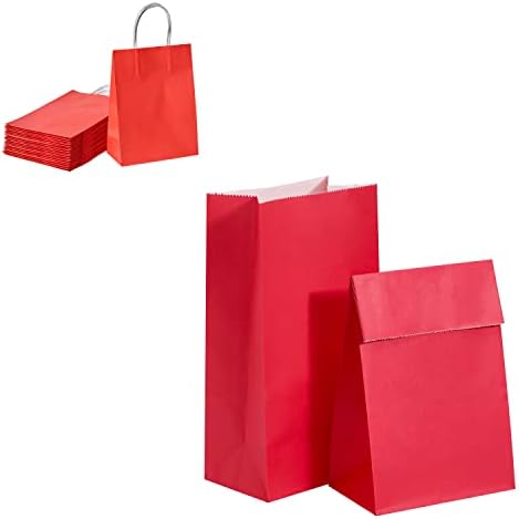 Suncolor 24 pakovanje crvene poklon torbe s ručkom i 30 paketa crvene zabave Favorit Goodie torbe za dječju