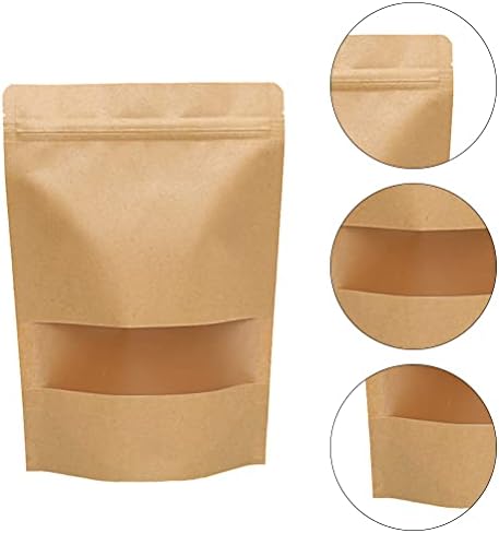 50pcs Kraft papir Stand up torbe za višekratnu upotrebu prozora hrana za čaj za zaptivanje