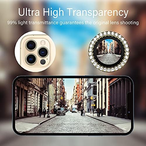 Xfilm dijamantska kamera zaštita sočiva za iphone 12 Pro Max samo, HD Zaštita ekrana od prozirnog kaljenog stakla + Legura Full Fit poklopac prstena sočiva, pogodan za futrole, dokaz za ogrebotine