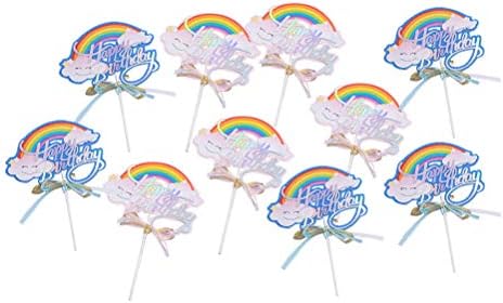 DECOR DECOR NOIMISS 10PCS Rainbow stil rođendanske torte umetci torte isporučuje se vjenčani ukrasi