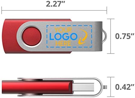 Prilagođeni USB fleš pogoni personalizirani 30+ boja i logo na 2-strane - sastavljen u SAD - razred memorije - metalik crveni body / srebrna okretna ploča - 8GB [paket od 200]