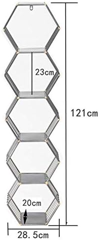 PIBM Stylish Simplicity polica zidne plutajuće police za police Metal Iron Art Hexagon rešetkasta dekoracija držač za saksije jednostavno čvrst,5 slojeva 2 veličine, Crna, 28. 5x20x121cm