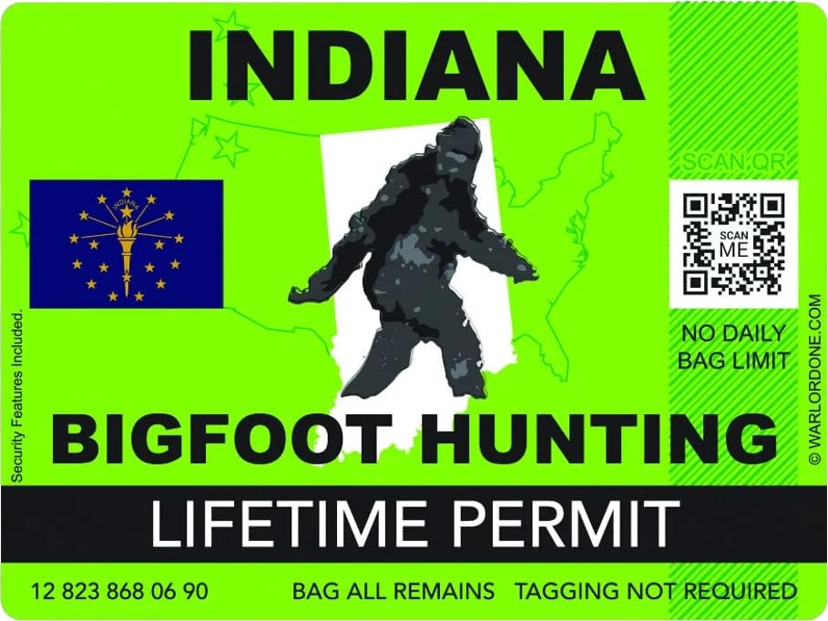 Indiana Bigfoot Lov Trake Naljepnica Samoljepljivi vinil Sasquatch vijek trajanja - C3284 - 6 inča ili