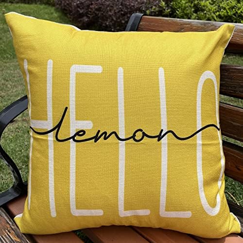 BOOMSEA Ljetni limunski jastuk 18x18 inča 4 pakovanje akvarel gnome Hello Sunshine limunov sok žuti