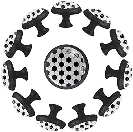 12 komada Fudbal Soccer uzorak geometrijske staklene dugmad za Komode, 1,37 x 1,10 u okruglom kuhinjskom ormariću