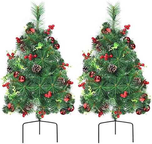 GopLus set od 2 29 Otvoreni božićni drveće, a baterija u obliku veštačke Xmas-a sa 30 toplih bijelih LED svjetala, 8 flash modova, borove drveće za dekor bašte za vrt