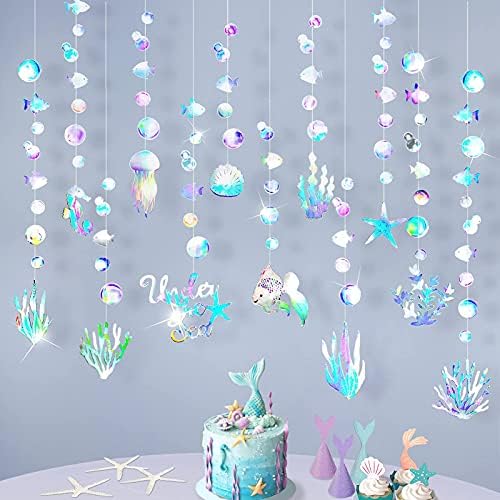 Iridescentno ispod morske zabave ukras Garland za sirena rođendanske dekoracije za rođendanu Ocean Tema