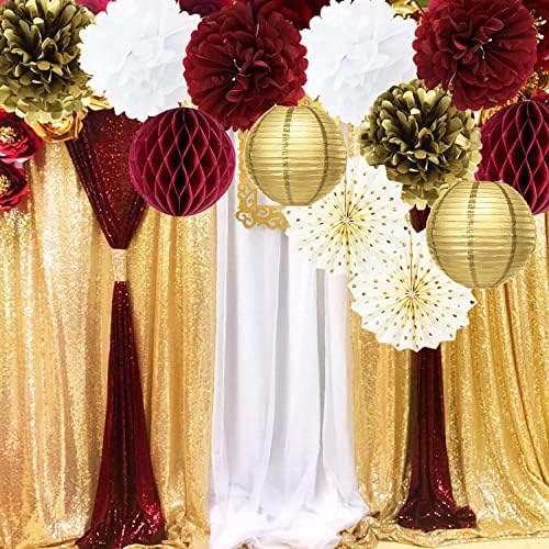 Burgundija Gold Rođendanske dekoracije / Jeseni ukrasi za tuširanje / Burgundija ukrasi za zabavu Žene