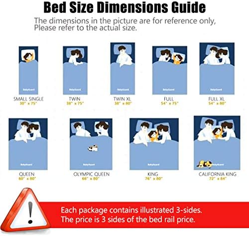 Babyguard krevet šine za malu djecu - Extra Long and Tall posebno dizajniran za Twin, pun, kraljica, kralj & California King Bed madrac