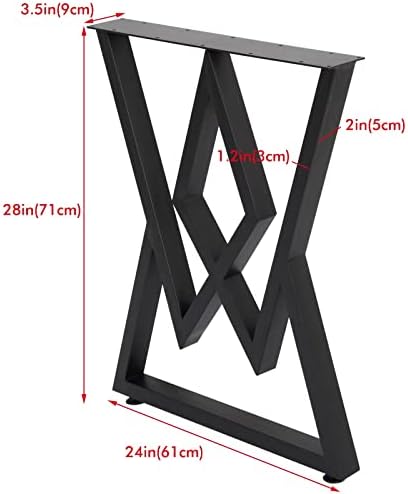 SSS nameštaj 2pcs metalni nameštaj noge 28 visina 24 široko, crno liveno gvožđe za kavu noge, rustikalne stolne stolne noge trokut oblika stolnih stolnih stola za obrnute stolicu