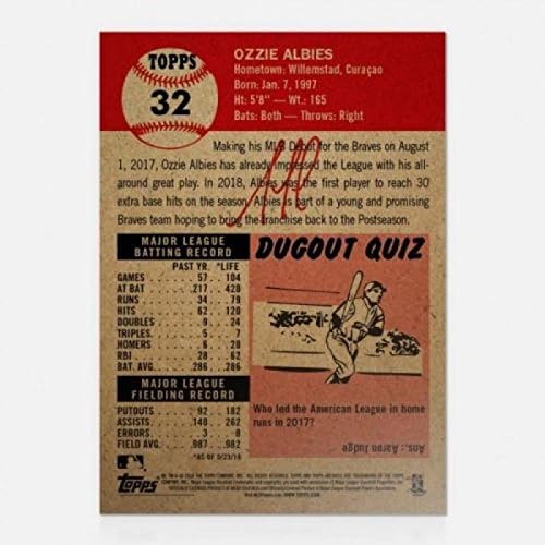 2018 The MLB stambeni set 32 Ozzie Albine RC Rookie Atlanta Braves Službena bejzbol trgovačka kartica sa faksimile