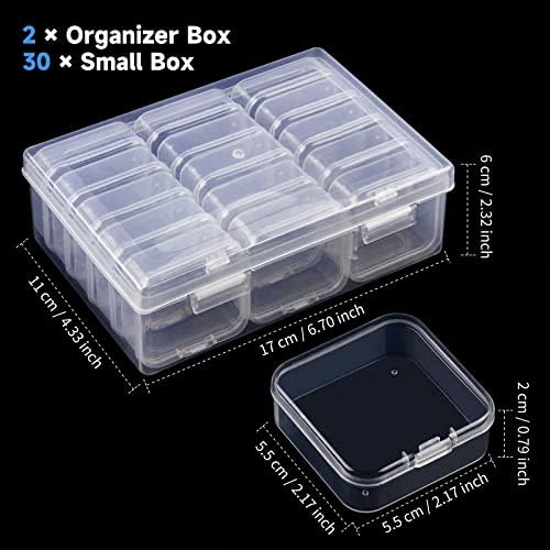 Qeirudu 30 kom mali plastični kontejneri za skladištenje sa poklopcima sa šarkama - prozirna kutija za