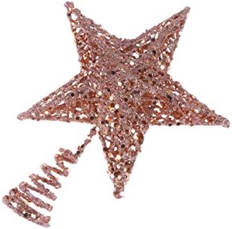 Veemoon božićna stabla staklena zvijezda, 7. 87in zlato Glitter Iron Lights Xmas Tree- Top Lamp