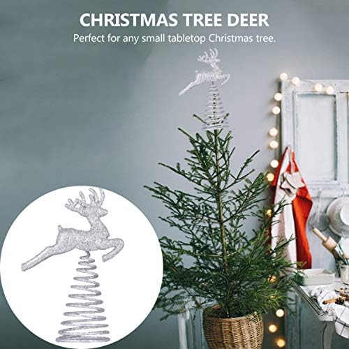 ValicLud 5,5-inčni zlatni blistao je božićno stablo TOPPER 3D GLITTER GREINEER Srebrni stablo