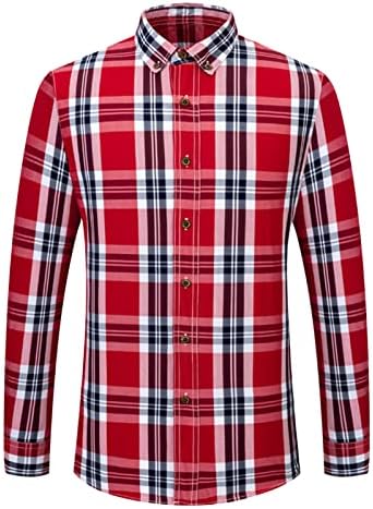 Flannel Plaid up majice za muškarce Ležerne tipke s dugim rukavima dolje majica sa džepovima klasična majica u