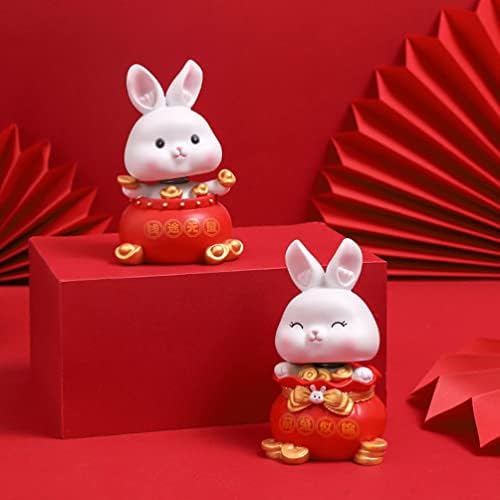 Garneck Rabbit Kineska zodijaka Figurica Collectibles Feng Shui Resin Bunny Figurine Shaking Head Doll