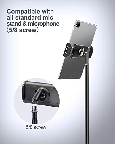 elitehood najnoviji aluminijumski držač iPad-a za postolje za mikrofon, bočni nosač iPad muzičkog