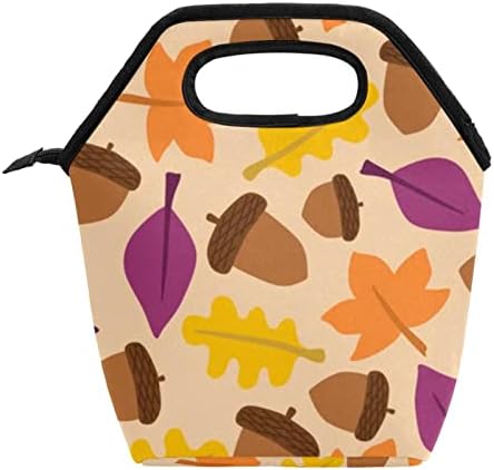 GUEROTKR torba za ručak žene, kutija za ručak za muškarce, ženska kutija za ručak, bešavni listovi jesenji uzorak