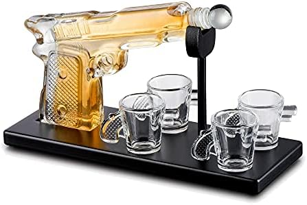 Bezrat Whisky Gun Decanter Set-Whisky Gun Decanter sa čašama u obliku pištolja sa 4 pištolja na