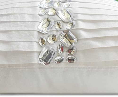The Domacentrični dizajner bijeli 12 x20 lumbalni jastuk, svileni pintucks i kristalni dullog jastuk, prugasti uzorak modernog stila - kristalni snovi bijeli