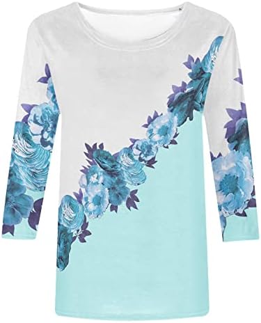 Ženska odjeća Trendi 3/4 rukav pamuk grafički labavi fit casual bluza majica Ljetni pad bluza za vrat