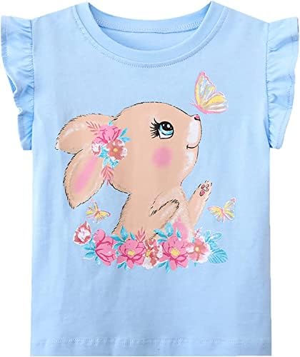 T-Shirt Djevojčice Kratki Rukav Shirt Unicorn Bunny Print Slatki Ljetni Vrhovi Tees Dinosaur Graphic