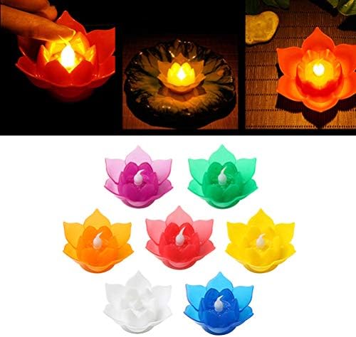 OSALADI 2kom LED elektronski Lotus Lantern Buddha lampa za sveće Flameless Flower Candles Light, plava