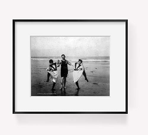 Beskonačne fotografije fotografija: kupači, žene i muškarci u kupaćim kostimima, plaža, smiješna poza, c1897, Jamestown, RI
