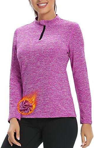 Woweny Women s dugim rukavima majica UPF50 + četvrt zip pulover za žene za žene sportske vrhove