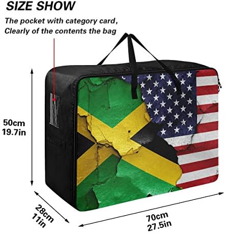 N / A ugaone torba za pohranu velikog kapaciteta - Zastave Jamajka USA quilt odjeća Organizator Organizator Vodootporni patent zatvarač Moving Tote