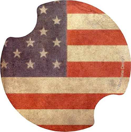 Thrystystone puni američki zastava za zastavu Carholder Coaster, 2-pakovanje