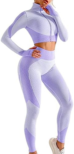 Ženske bešavne joge hlače za nožnu sogu setovi trenerke za vježbanje, puni rukav gornji rukav odijelo visoke struk gamaše u teretani sportove
