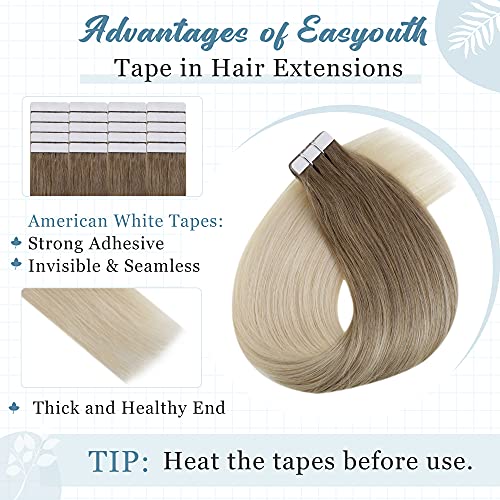 Easyouth ekstenzije za kosu od jedne potke prava ljudska kosa i jedna traka u boji ekstenzija za