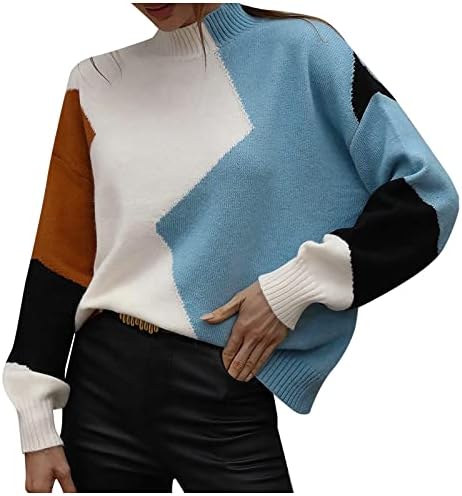 Poslovni moderni puni rukav asimetrični džemper za dame Duks za dame Striped Turtleneck Comfort