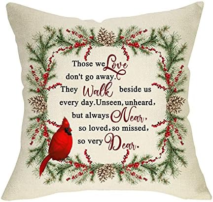 Softxpp zimski kardinalni ukrasni poklopac jastuka, božićne crvene ptice Pine cones citiraj jastuk, holly