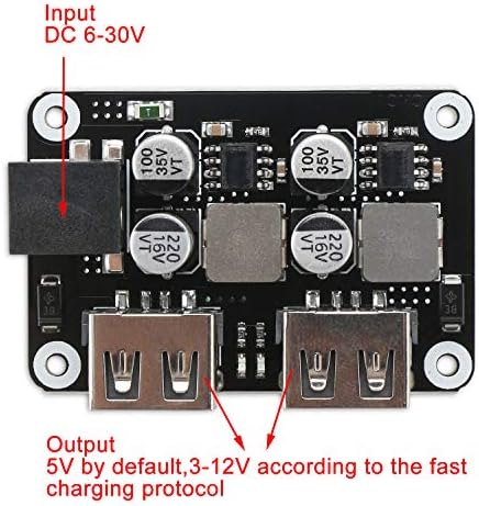 12v do 5V DC USB Buck Converter, DROK Dual USB Port ploča za brzo punjenje auto Adapter za napajanje DC-DC 6-30V