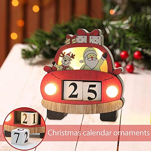 Dbylxmn dekoracije Creative kalendar Car i drveni Božić ukrasi Božić ukrasi sa lampicama Home Decor