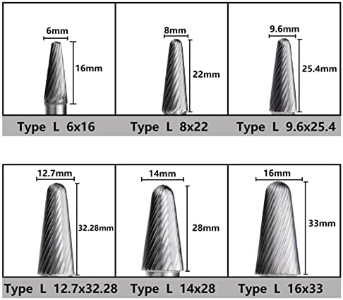 Jednokratne rotacijske datoteke za metal 6 mm SHANK L Tip volfram Carbide Burr BIT Oprema za rezbarenje Rotacijskim