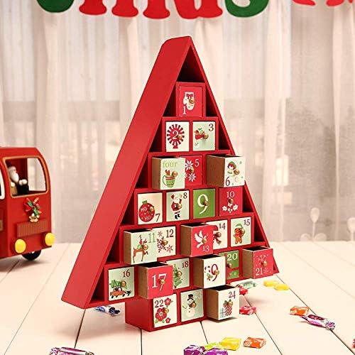 LIUSHI drveni Božićni Advent Kalendar sa džepovima i ukrasima od 24 komada za djecu, Božićni pokloni, Novogodišnji sto kamin prozor ručno rađeni ukrasi,a